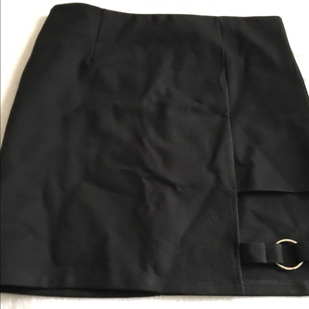 Black mini skirt with strap detail